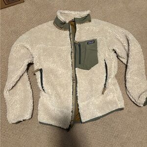 Patagonia Kids' Cream and Olive Fleece Jacket